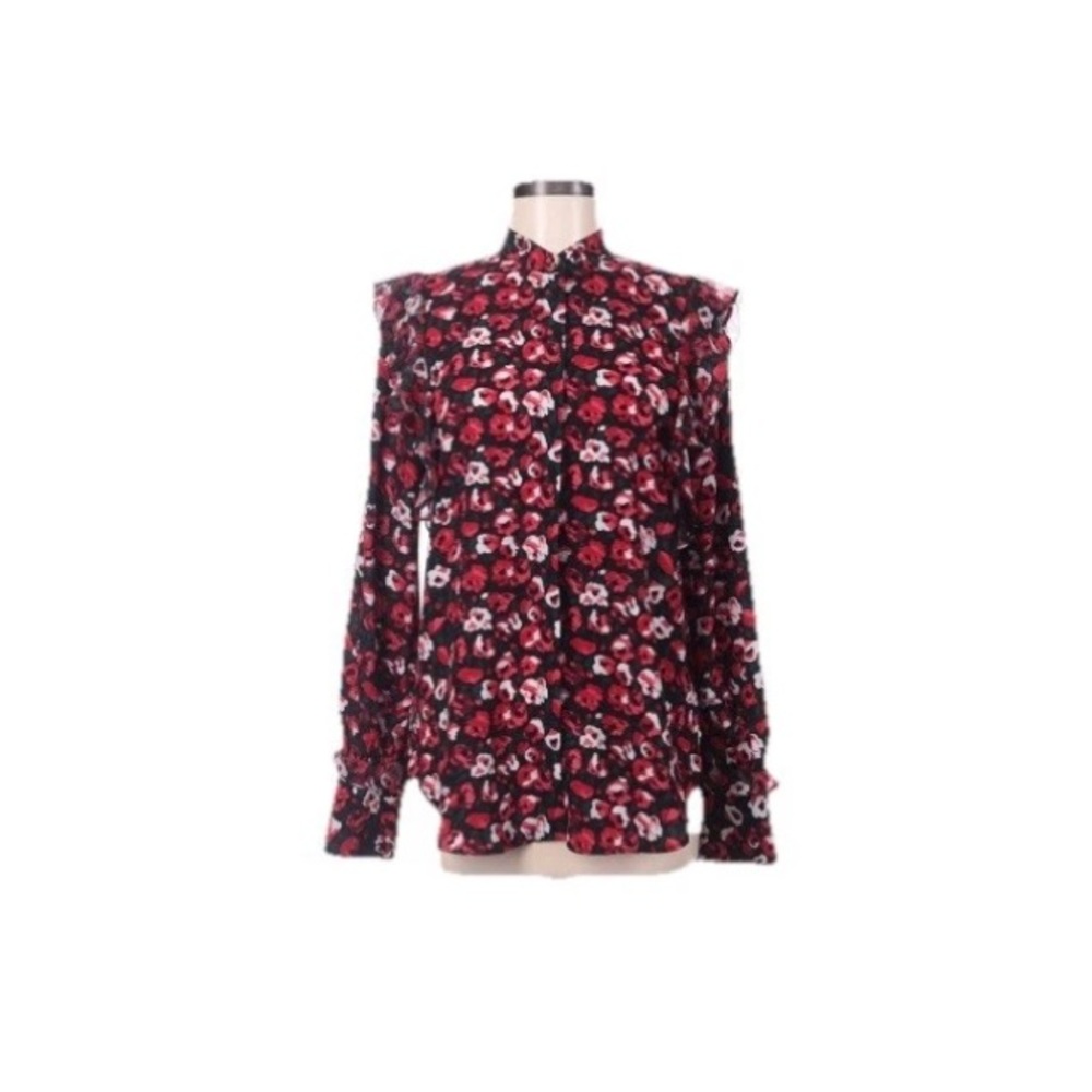 RALPH LAUREN Floral Ruffle Button Long Sleeve Blouse M Career Classic Timeless - Picture 3 of 11
